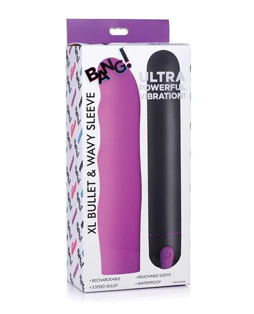 Xr LLC Female Sex Toys Bang Xl Bullet Wavy Silicone Sleeve Purple