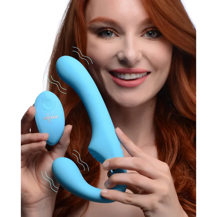 10X Mighty Rider Vibrating Silicone Strapless Strapon Blue Strap U Female Sex Toys 10X Mighty Rider Vibrating Silicone Strapless Strapon Blue Strap U Female Sex Toys