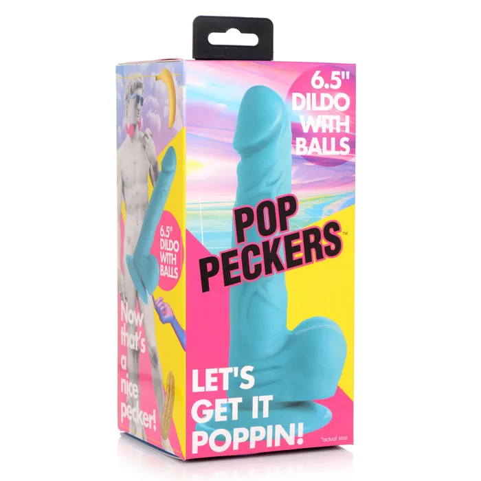 65 Dildo with Balls Blue Pop Peckers Female Sex Toys