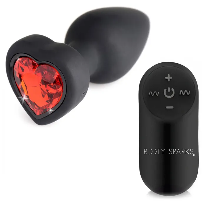 Booty Sparks 28X Silicone Vibrating Red Heart Anal Plug w Remote Small Anal