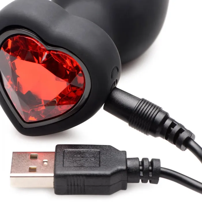 Booty Sparks 28X Silicone Vibrating Red Heart Anal Plug w Remote Small Anal