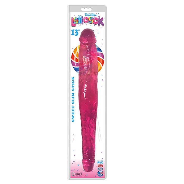 Curve Toys Lollicock Sweet Slim Stick 13 in Dual Ended Dildo Cherry Curve Novelties Dildos Curve Toys Lollicock Sweet Slim Stick 13 in Dual Ended Dildo Cherry Curve Novelties Dildos