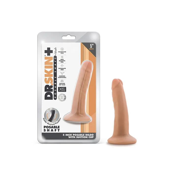 Dildos Blush Blush Dr Skin Plus Realistic 5 in Triple Density Posable Dildo with Suction Cup Beige Dildos Blush Blush Dr Skin Plus Realistic 5 in Triple Density Posable Dildo with Suction Cup Beige