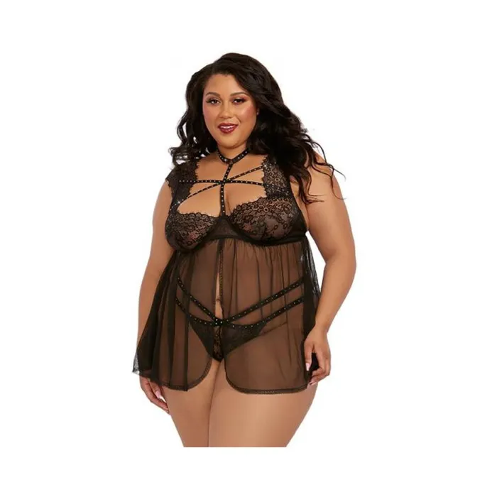Dreamgirl International Dreamgirl Plussize Lace Babydoll With Thong Black 2x Hanging Teddies And Bodies Dreamgirl International Dreamgirl Plussize Lace Babydoll With Thong Black 2x Hanging Teddies And Bodies