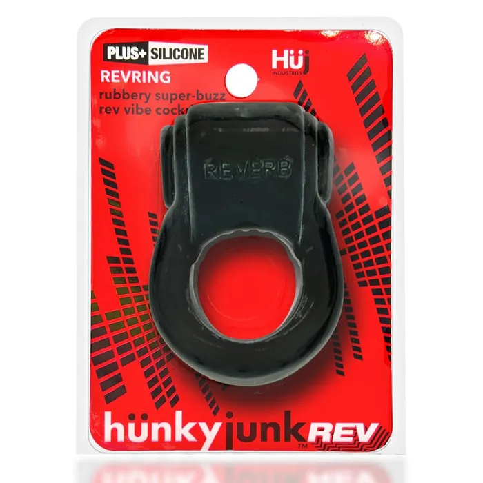 Hunkyjunk Revring Cockring with Bullet Vibrator Tar Ice Blue Ox Designs Oxballs Female Sex Toys