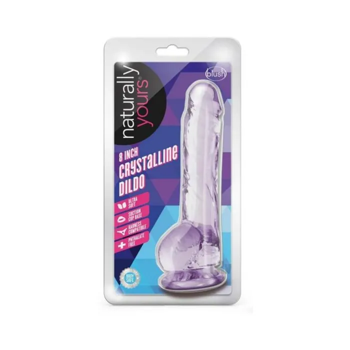 Naturally Yours Crystalline Dildo 8 In Amethyst Blush Female Sex Toys