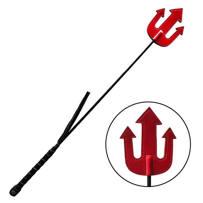 Restraints Rouge Group LTD Rouge Leather Devil Riding Crop Red
