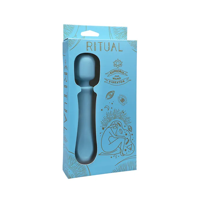 RITUAL Euphoria Rechargeable Silicone Wand Vibrator Blue Doc Johnson Vibrators RITUAL Euphoria Rechargeable Silicone Wand Vibrator Blue Doc Johnson Vibrators