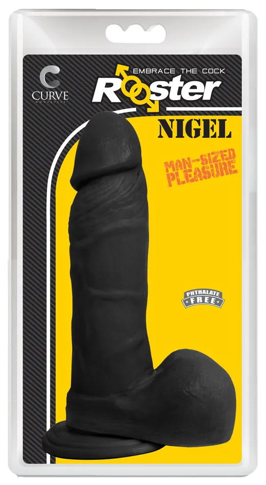 Rooster Female Sex Toys Rooster Nigel Dildo with Balls Black