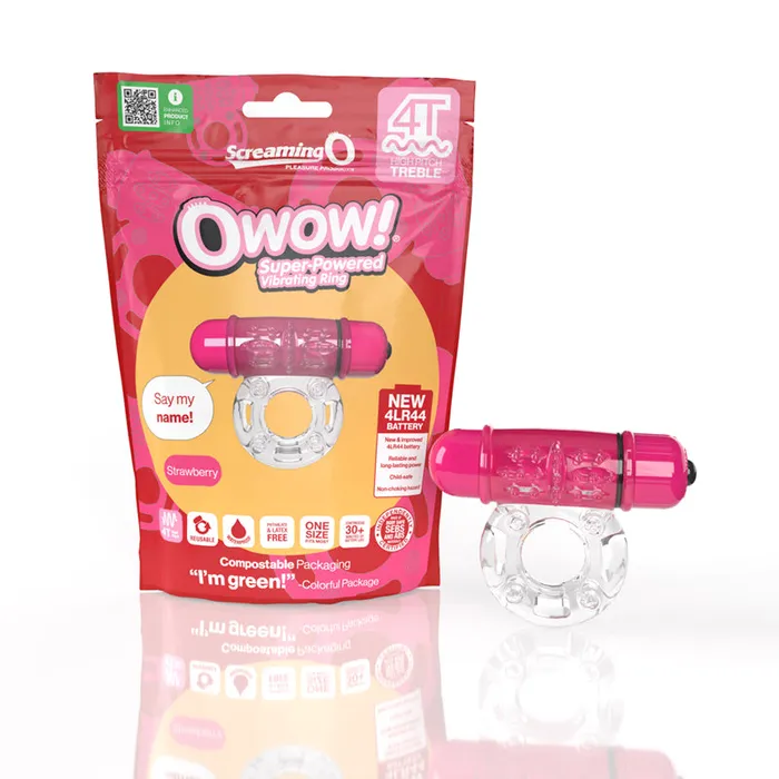 Screaming O Screaming O 4T OWow Vibrating Cockring Strawberry Female Sex Toys Screaming O Screaming O 4T OWow Vibrating Cockring Strawberry Female Sex Toys