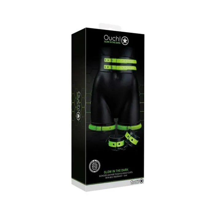 Shots America LLC Dildos Ouch Glow Thigh Cuffs Hand Cuffs Belt Glow In The Dark Green Shots America LLC Dildos Ouch Glow Thigh Cuffs Hand Cuffs Belt Glow In The Dark Green