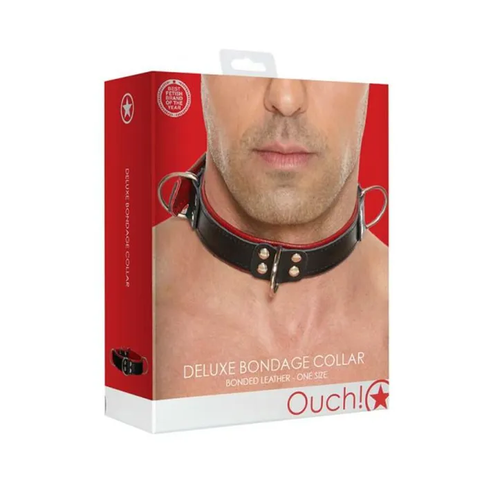 Shots America LLC Ouch Deluxe Bondage Collar One Size Red Couples