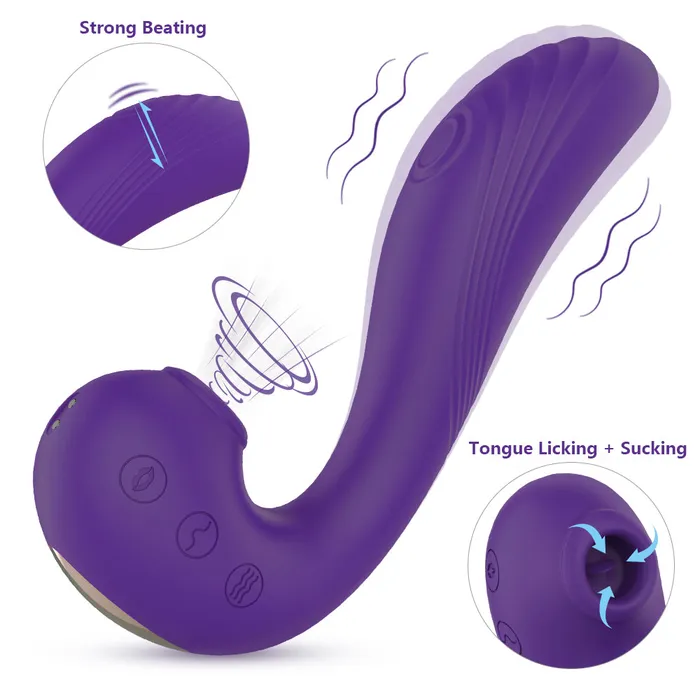 YoYoLemon Female Sex Toys YoYoLemon Clit Sucker Vibrator Vibrating Dildo with G Spot Stimulation for Women Adult Sex Toys Purple