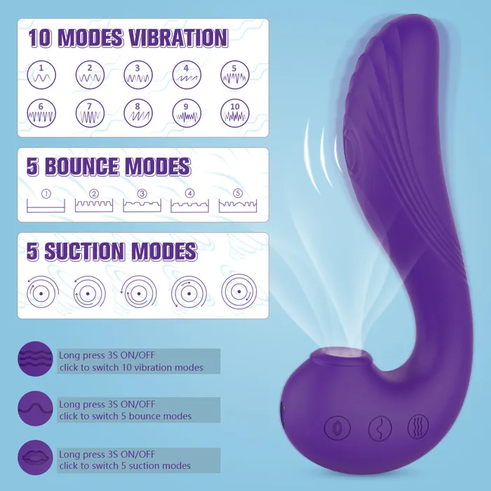 YoYoLemon Female Sex Toys YoYoLemon Clit Sucker Vibrator Vibrating Dildo with G Spot Stimulation for Women Adult Sex Toys Purple