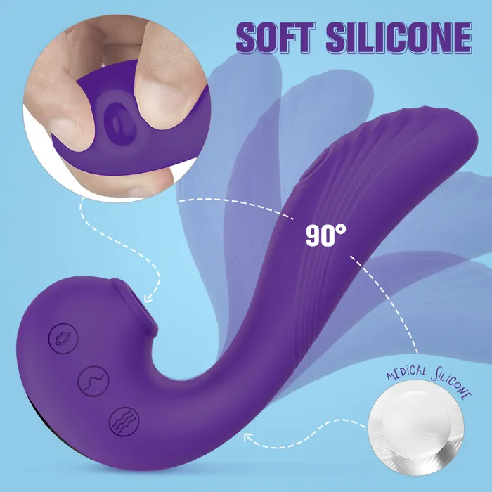 YoYoLemon Female Sex Toys YoYoLemon Clit Sucker Vibrator Vibrating Dildo with G Spot Stimulation for Women Adult Sex Toys Purple