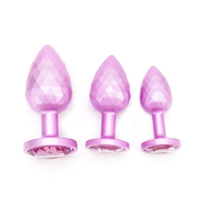 Anal Pink Light Ball Metal Butt Plug Set 3 Piece The Bad Peach