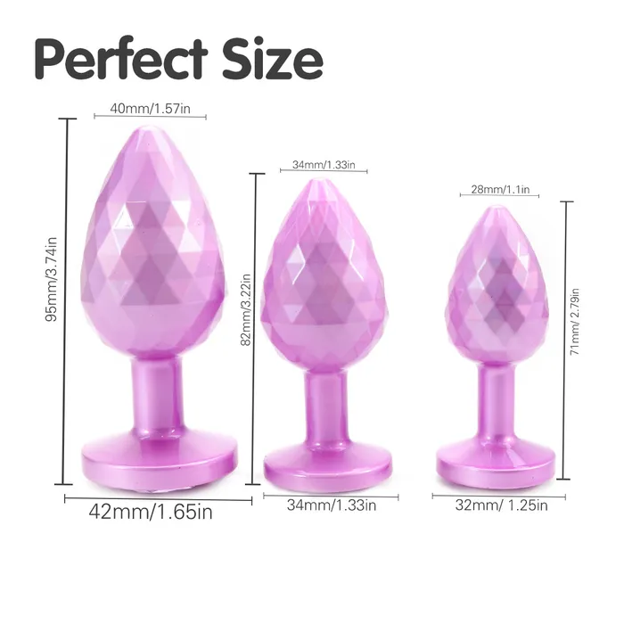Anal Pink Light Ball Metal Butt Plug Set 3 Piece The Bad Peach