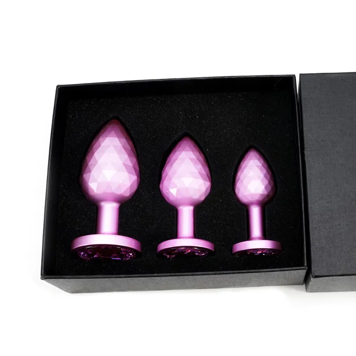 Anal Pink Light Ball Metal Butt Plug Set 3 Piece The Bad Peach