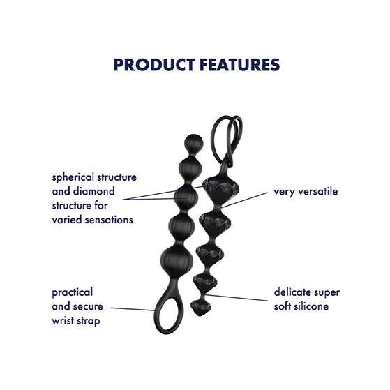 Anal Satisfyer Love Beads Set of 2 Black