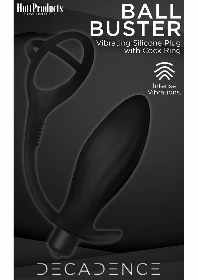 Decadence Male Sex Toys Decadence Ball Buster Silicone Vibrating Butt Plug with Cock Ring