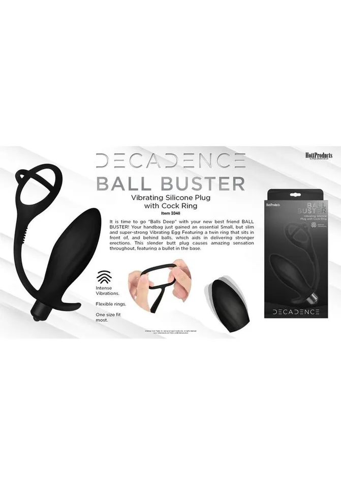 Decadence Male Sex Toys Decadence Ball Buster Silicone Vibrating Butt Plug with Cock Ring