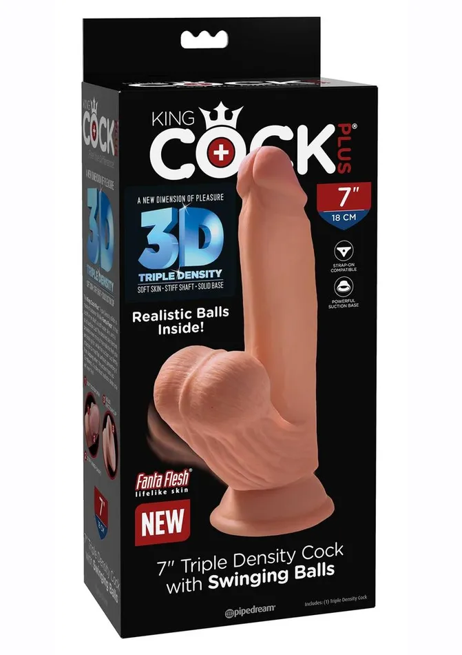 Dildos King Cock King Cock Plus Triple Density Dildo with Swinging Balls