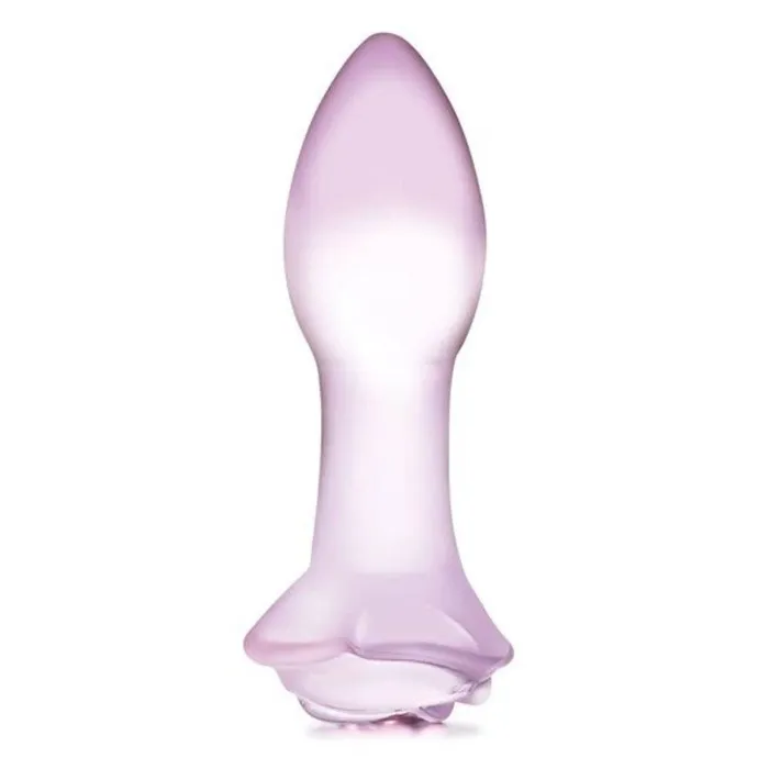 Glas Anal Glas Rosebud Butt Plug Pink 5 Inch
