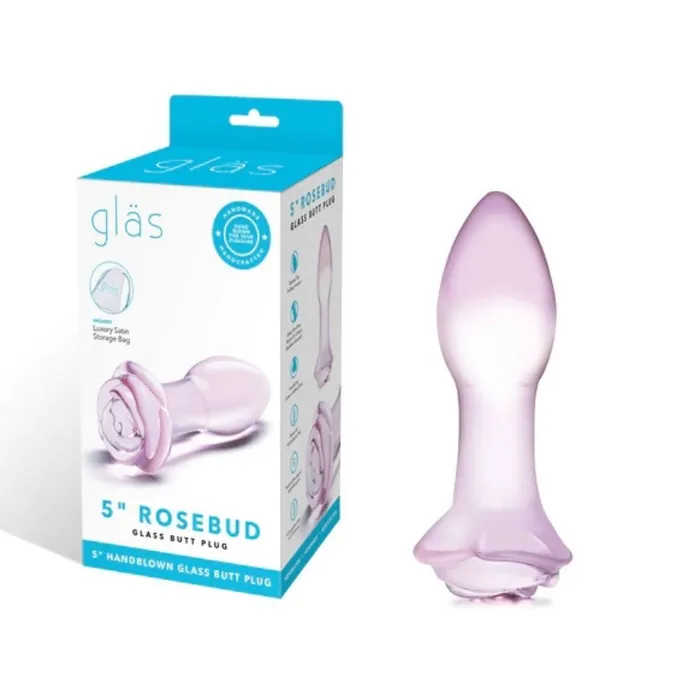 Glas Anal Glas Rosebud Butt Plug Pink 5 Inch