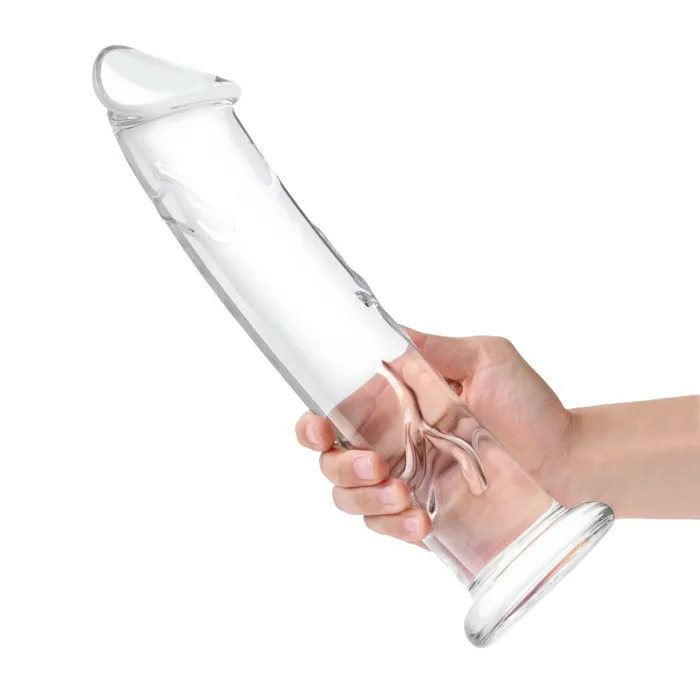 Glas Dildos Glas Glass Dildo With Veins Flat Base Clear 12 Inch