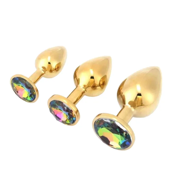 Golden Plug Shaped Jewel Piece in 3s Love Plugs Male Sex Toys