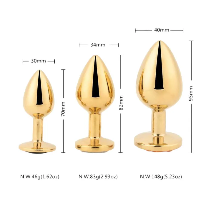 Golden Plug Shaped Jewel Piece in 3s Love Plugs Male Sex Toys