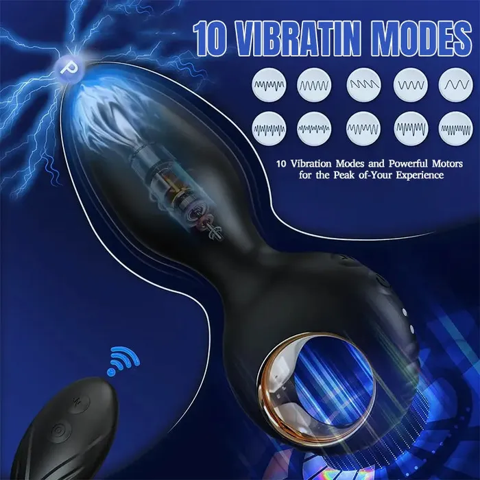 Inyarose Male Sex Toys RemoteControlled Vibrating Anal Plug with 10 Modes