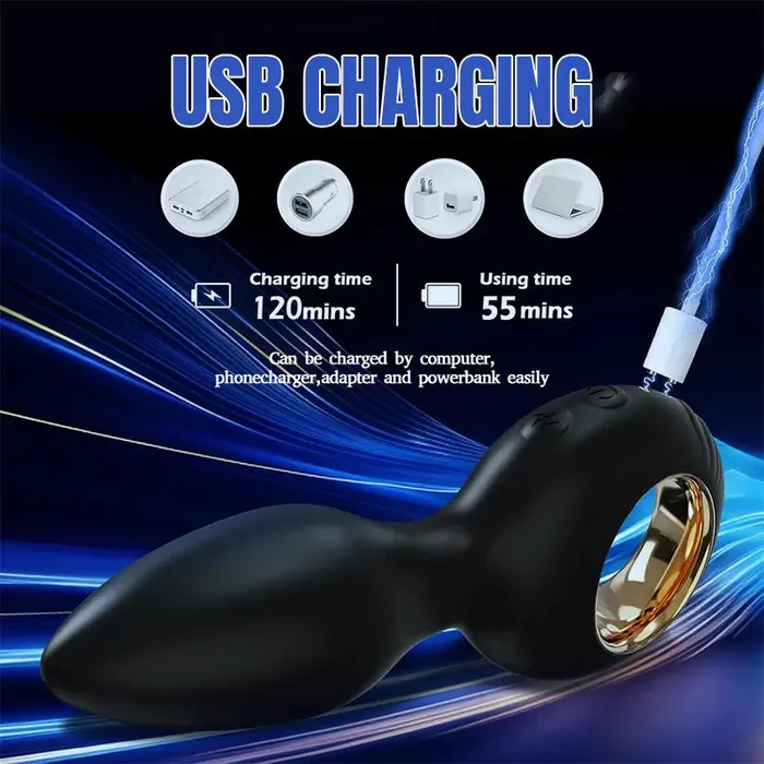Inyarose Male Sex Toys RemoteControlled Vibrating Anal Plug with 10 Modes