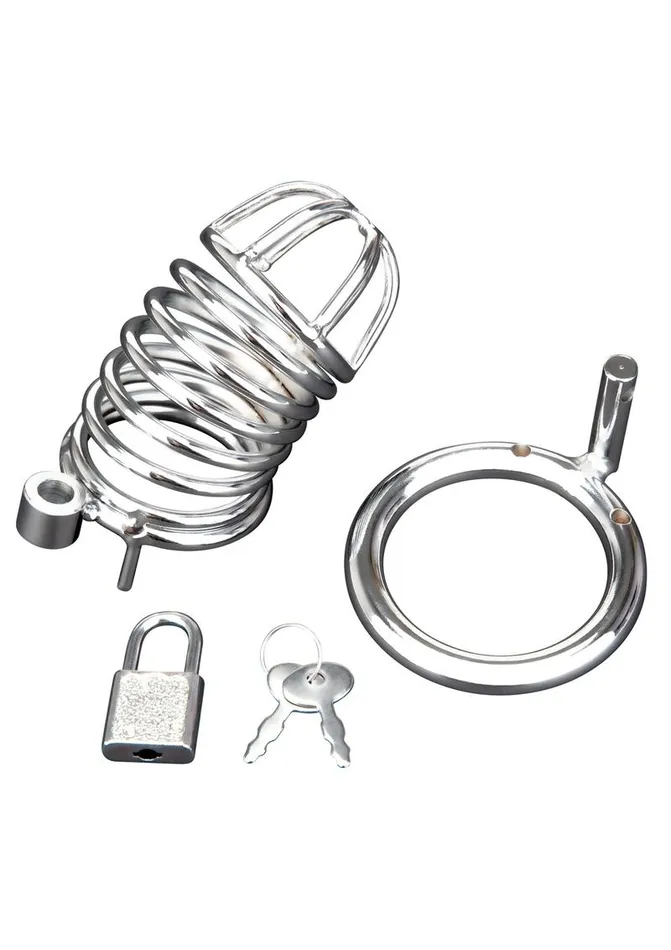 Male Sex Toys Deluxe Chastity Cage Blue Line CandB Gear