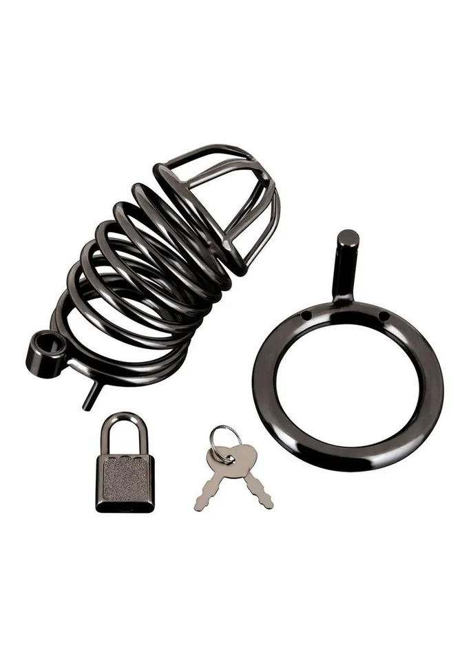 Male Sex Toys Deluxe Chastity Cage Blue Line CandB Gear