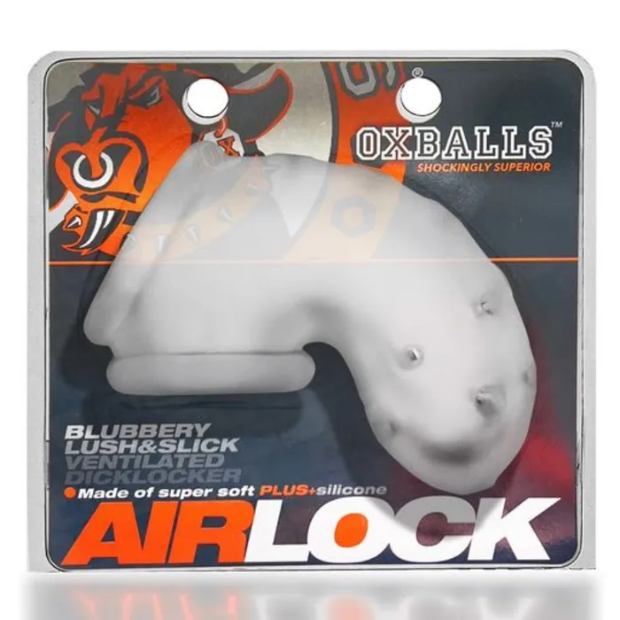 Male Sex Toys Oxballs Oxballs Airlock Air Lite Vented Chastity Cage Clear Ice