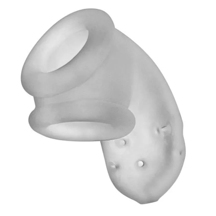 Male Sex Toys Oxballs Oxballs Airlock Air Lite Vented Chastity Cage Clear Ice