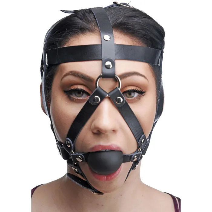 Master Series Male Sex Toys Master Series Leather Head Harness With Ball Gag Black Master Series Male Sex Toys Master Series Leather Head Harness With Ball Gag Black