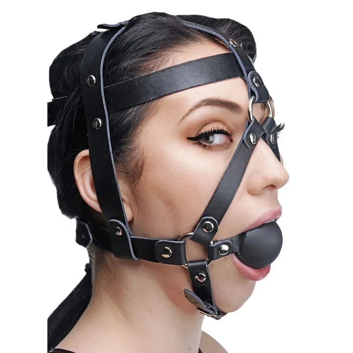 Master Series Male Sex Toys Master Series Leather Head Harness With Ball Gag Black Master Series Male Sex Toys Master Series Leather Head Harness With Ball Gag Black