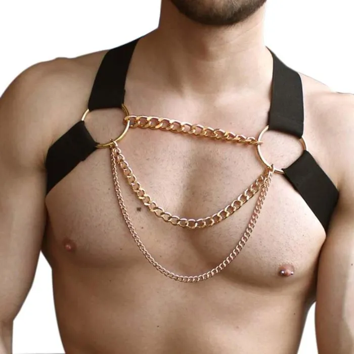 mysite Female Sex Toys Gold Chain Chest Harness