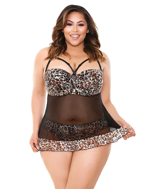Open Desires Vibrators Curve Delilah Lace Babydoll wMolded Cups Matching Panty Leopard 3X4X Open Desires Vibrators Curve Delilah Lace Babydoll wMolded Cups Matching Panty Leopard 3X4X