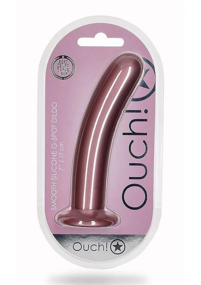 Ouch Female Sex Toys Ouch Smooth GSpot Silicone Dildo 7in Metallic