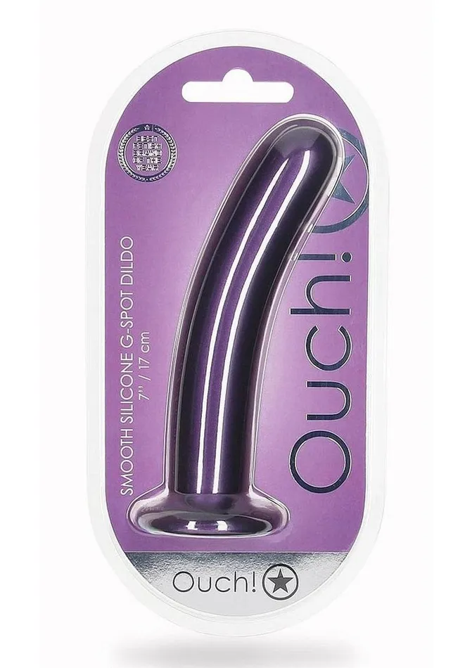 Ouch Female Sex Toys Ouch Smooth GSpot Silicone Dildo 7in Metallic