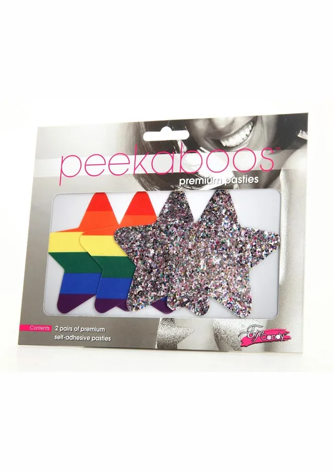 Peekaboo Pride Rainbow Glitter Stars Pasties PEEKABOO Anal