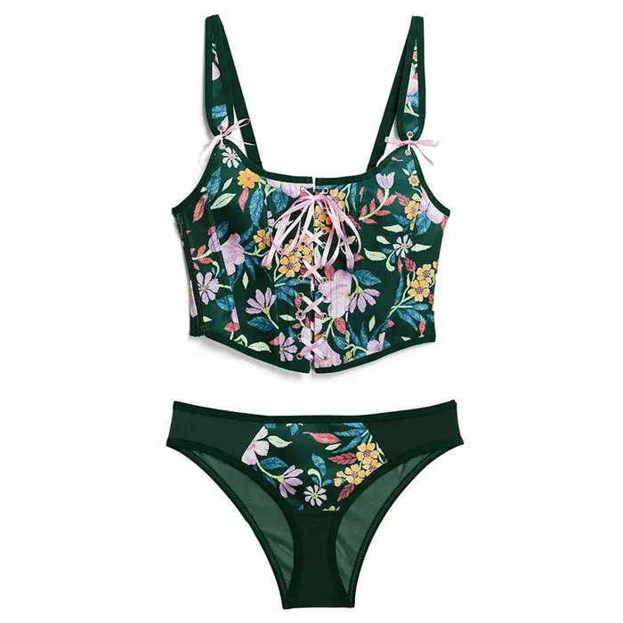Womens Printed Corset and Panty Set Inyarose Female Sex Toys