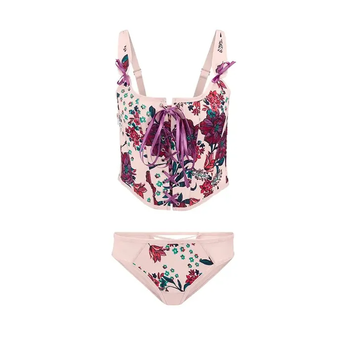Womens Printed Corset and Panty Set Inyarose Female Sex Toys