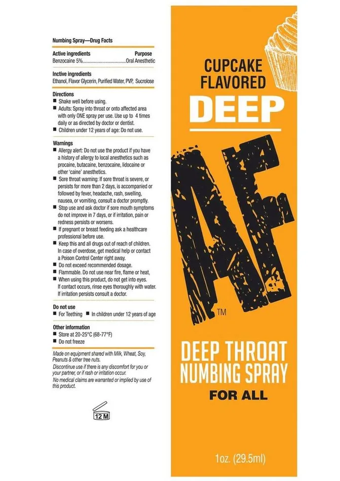 AF Male Sex Toys Deep AF Deep Throat Numbing Spray Cupcake