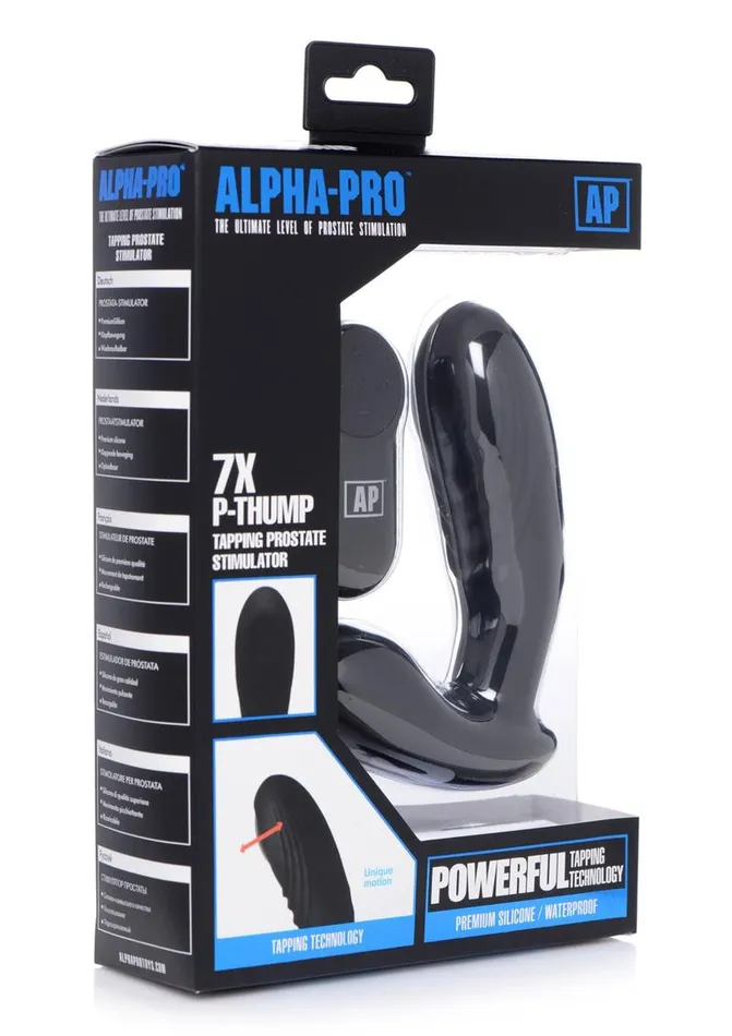 ALPHAPRO Male Sex Toys AlphaPro 7x PThump Rechargeable Vibrating Tapping Silicone Prostate Stimulator
