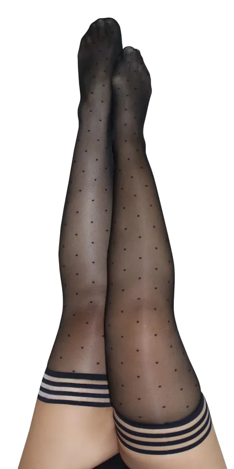 Kixies Anal Ally Polka Dot Thigh High Size D Black