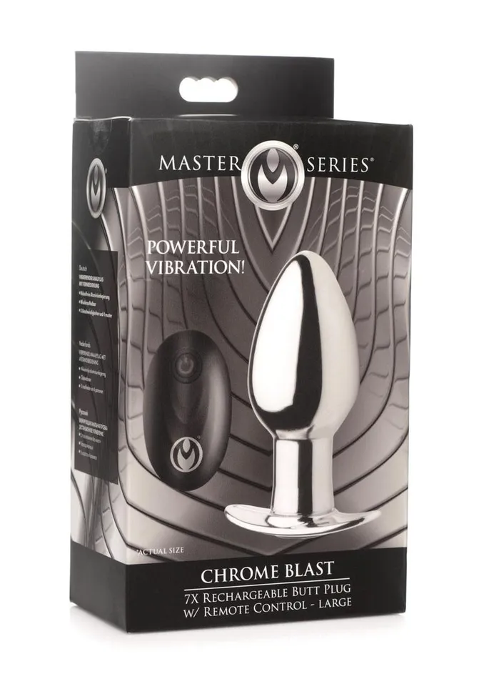 Master Series Chrome Blast 7x Rechargeable Anal Plug with Remote Control Master Series Male Sex Toys